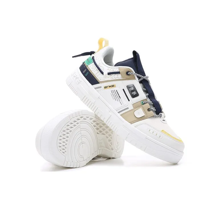 Erke Xun Kirin Low-Top Skateboard Shoes Men's White-4