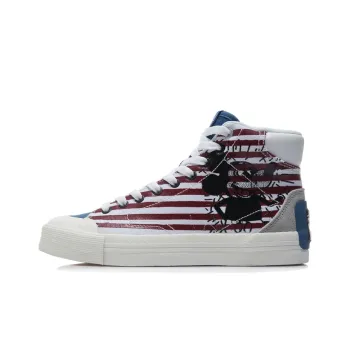 Keith Haring X LINING Disney Skateboard Shoes Women's High Top Standard White/Paradise Blue