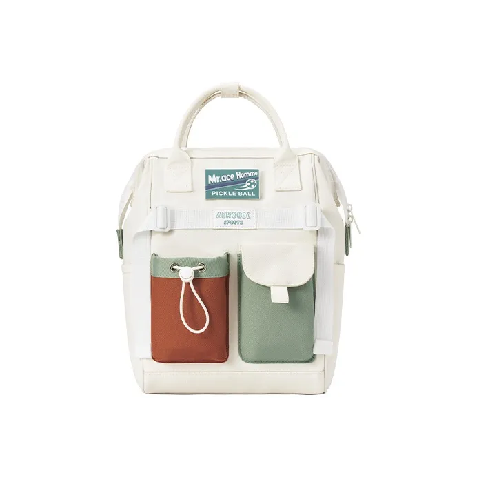 MR.ACE HOMME Polyester Backpack Unisex Dusty Blue White-16