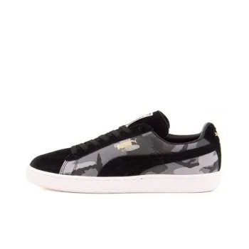 PUMA Suede Coverage Warm Lightweight Breathable Low-Top Skateboard Shoes Men's Black Gray Camouflage