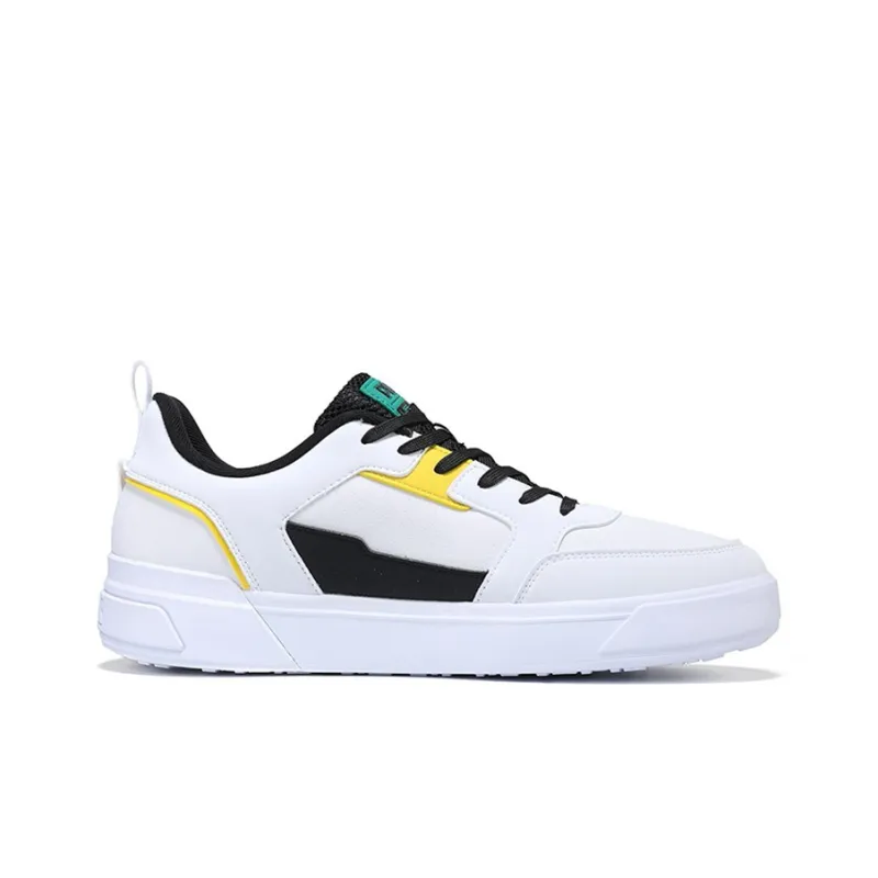 PEAK Anti Slip Wear Resistant Low Top Skateboard Shoes White Orange-1