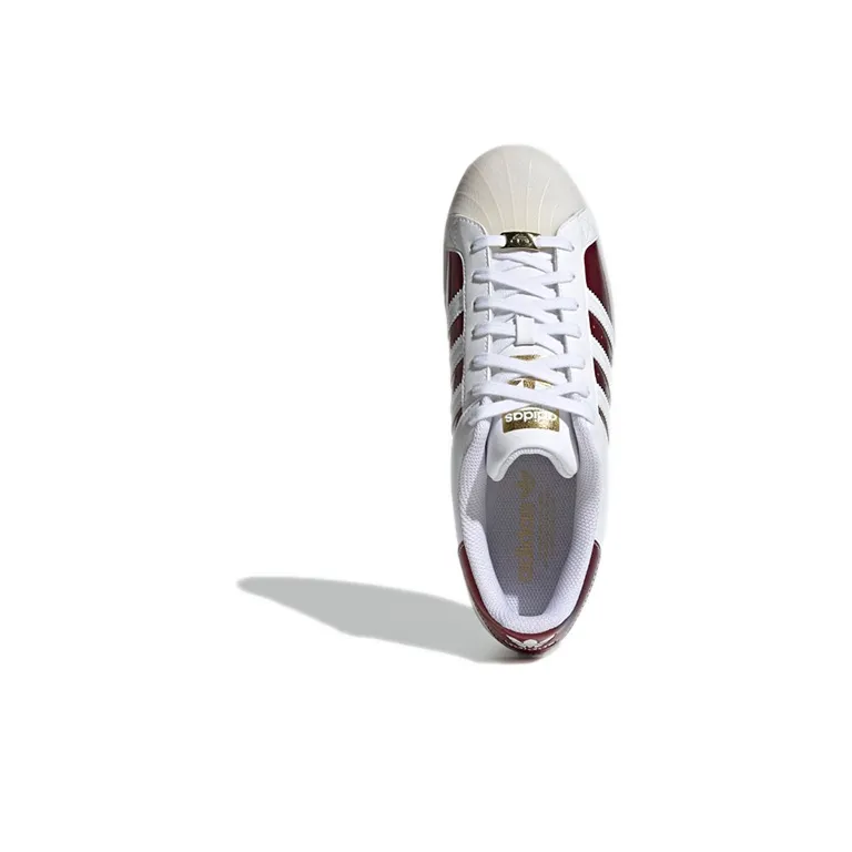 Adidas Originals Superstar Abrasion Resistant Slip Resistant Low Top Skateboard Shoes Men's White Red-4
