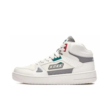 Erke Pact Slip Resistant Cushioning Wear Resistant High Top Skateboard Shoes Men's White Gray