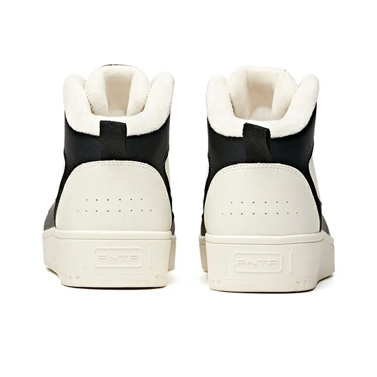 Anta Life Collection Coverage Warm Slip Resistant Mid Top Skateboard Shoes Men's White Black-3