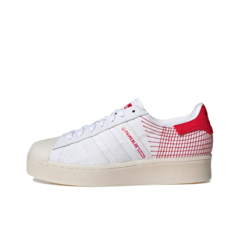 Adidas Originals Superstar Skateboard Shoes Women's Low Top White/Red-0