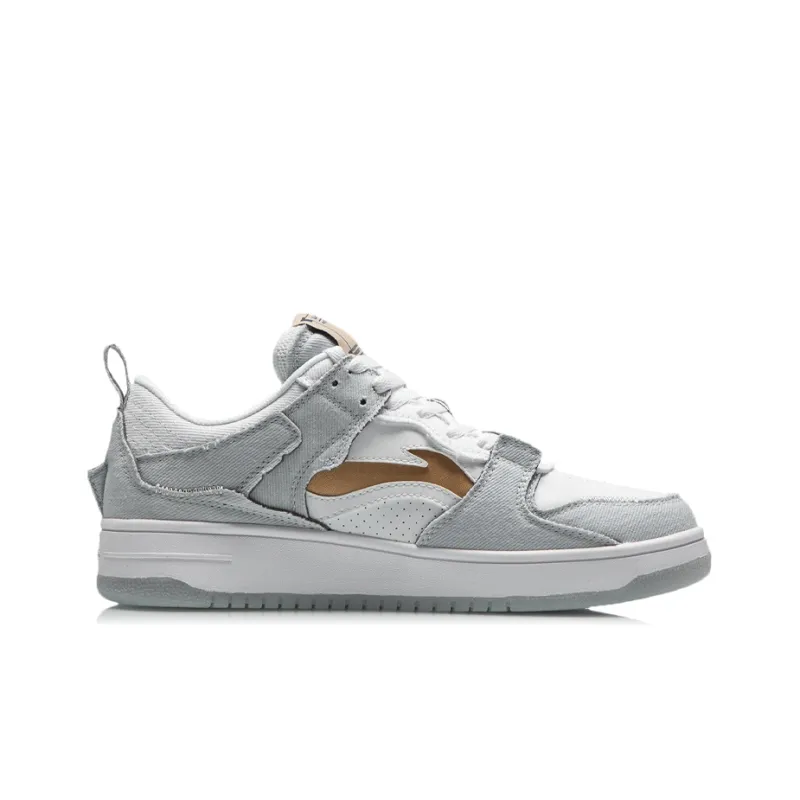 LiNing Layer Pro Coverage Warm Slip Resistant Low Top Skateboard Shoes Men's White Gray-1
