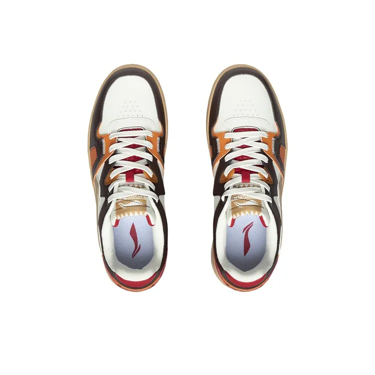 LiNing Anti Slip Wear Resistant Low Top Skateboard Shoes Men's Bull Red-3