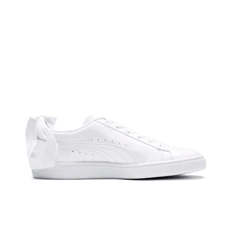 PUMA Basket Bow Patent Shoes White Women's-1