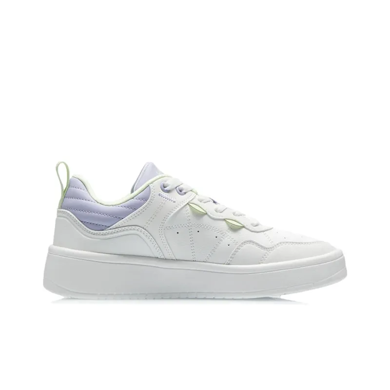LiNing The Beginning Of The Line Anti Slip Wear Resistant Low Top Skateboard Shoes Women's White Purple-1