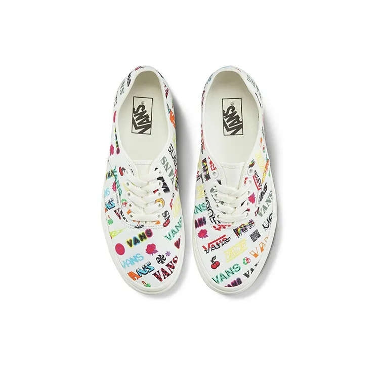 Vans Authentic Breathable Lightweight Low Top Casual Skate Shoes Unisex White Multi Color-2