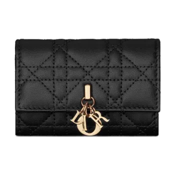 DIOR Sheepskin Wallet Women's Black