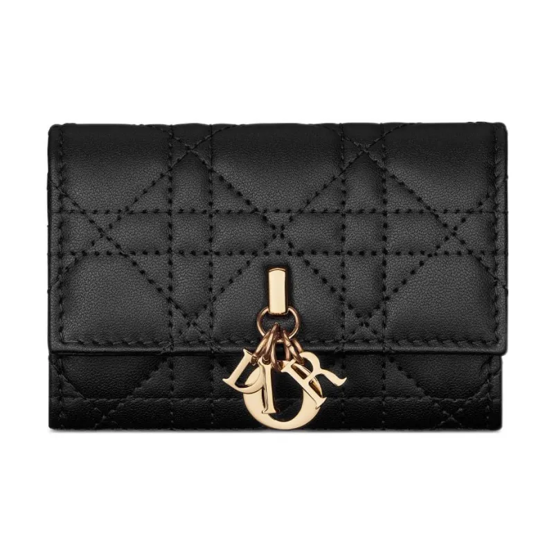 DIOR Sheepskin Wallet Women's Black-0