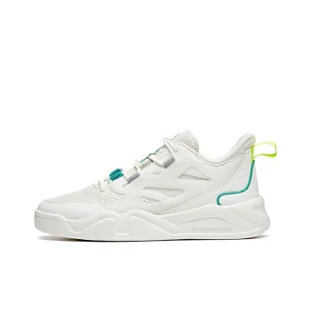Anta Life Collection Slip Resistant, Lightweight, And Breathable Low Top Skateboard Shoes Men's Ivory White