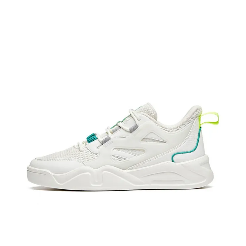 Anta Life Collection Slip Resistant, Lightweight, And Breathable Low Top Skateboard Shoes Men's Ivory White-0