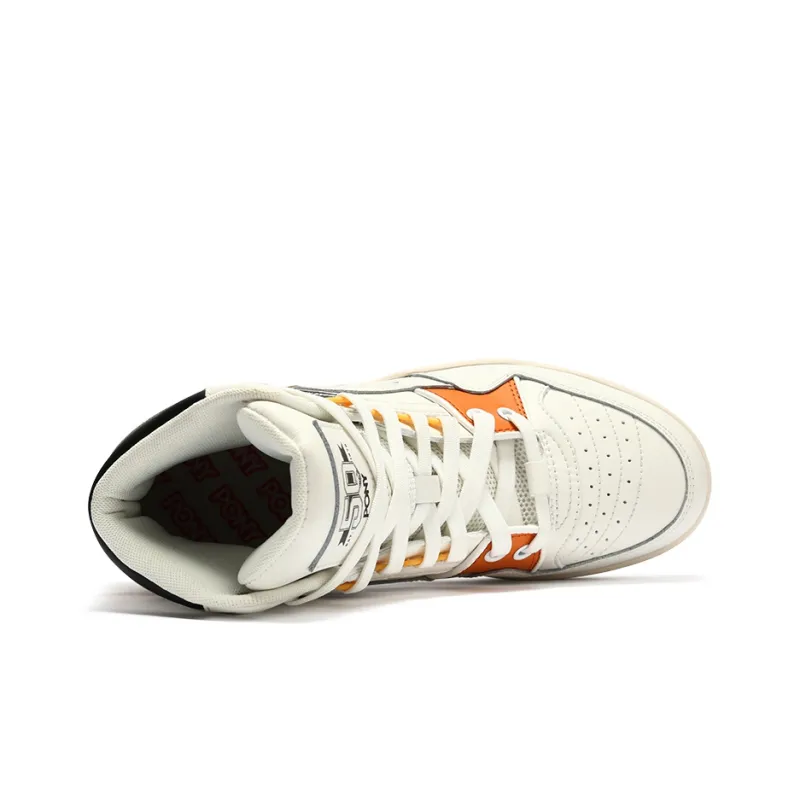 PONY M 100 Abrasion Resistant High Top Skateboard Shoes Unisex White Orange-3