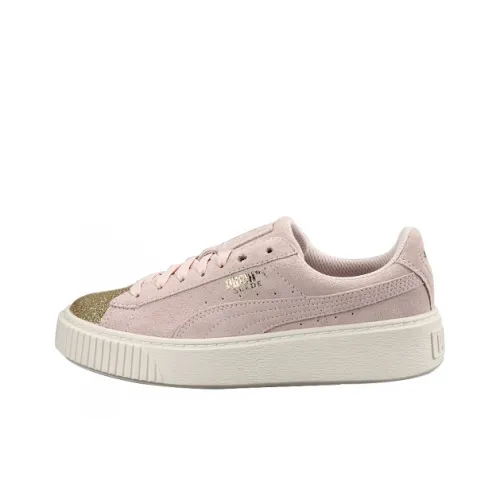 PUMA Suede Platform Glam Non-slip Lightweight Low-Top Skateboard Shoes Unisex Pink