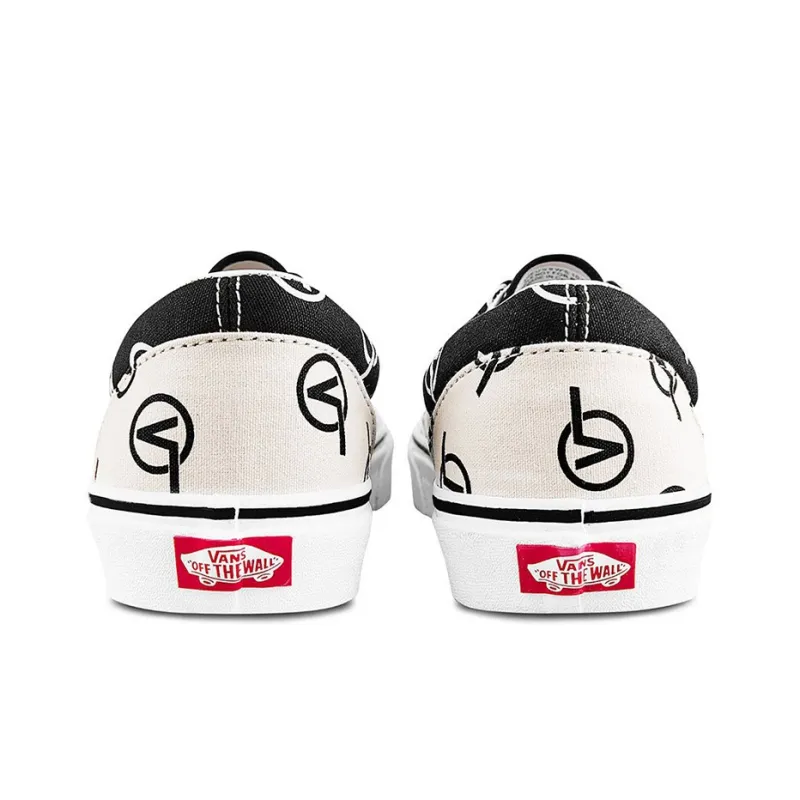 Vans Era Full Print Retro Casual Skate Shoes Unisex Black Beige 'Black White'-4