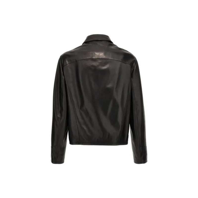 VERSACE Zip-Up Leather Jacket-1