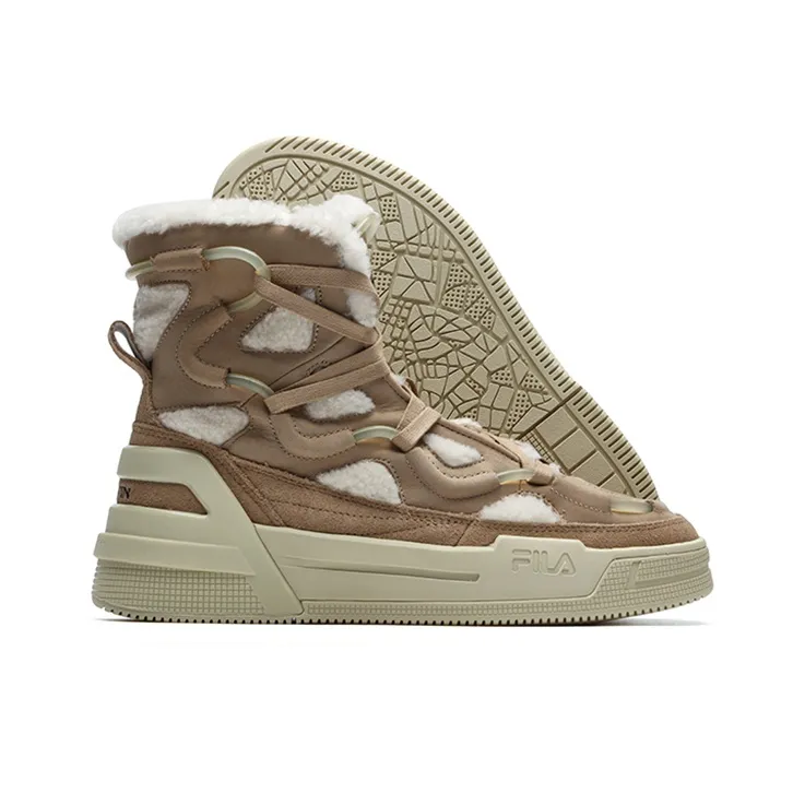 Lanvin x FILA Lanvin High Top Skateboard Shoes Women's Creamy Beige-4