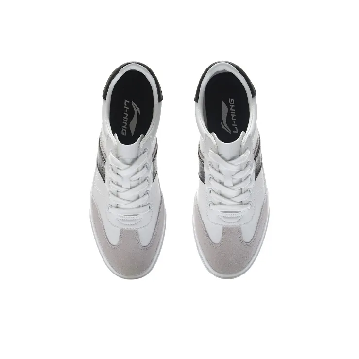 LiNing Vulc Lite Low Top Skateboard Shoes Men's White Black-3
