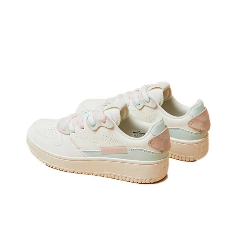 Anta Life Collection Anti Slip Wear Resistant Low Top Skateboard Shoes Women's White Blue Pink-3