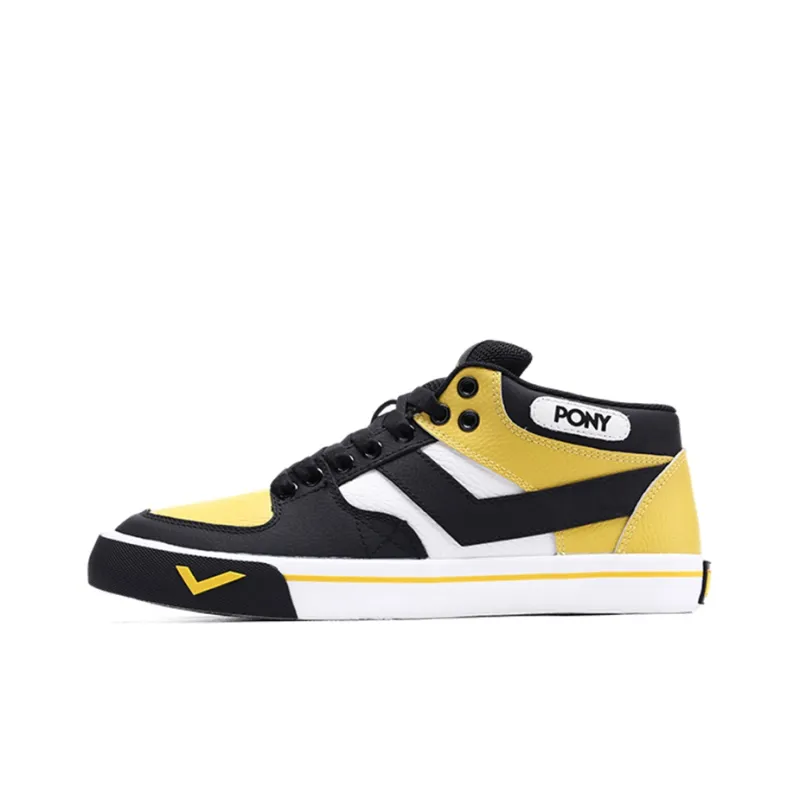PONY Atop Low Top Skateboard Shoes Men's Black Yellow-0