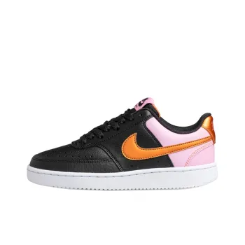 Nike Court Vision 1 Slip-Resistant Cushioning Wear-Resistant Low-Top Skateboard Shoes Women's Black Gold Pink