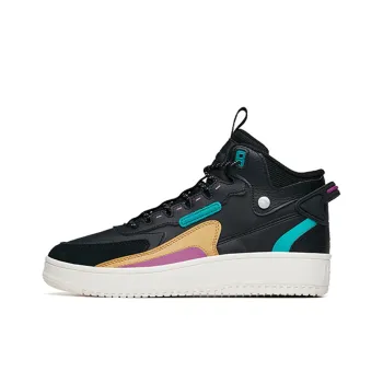 Anta Wrapping Anti Slip Shock Absorbing And Wear Resistant High Top Skateboard Shoes Men's Black Green Yellow