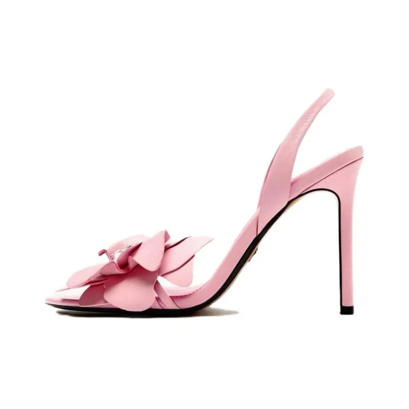 ZARA One-Strap Sandals 10cm Women's Pink-0