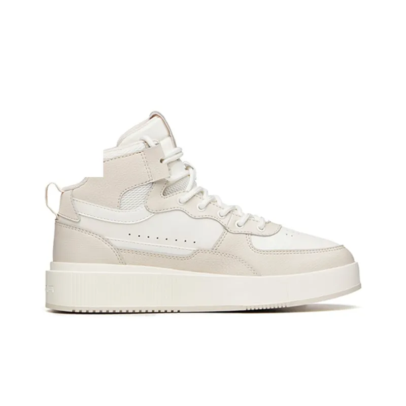 Anta Life Collection Non slip Lightweight High Top Skateboard Shoes Women's White Gray-1