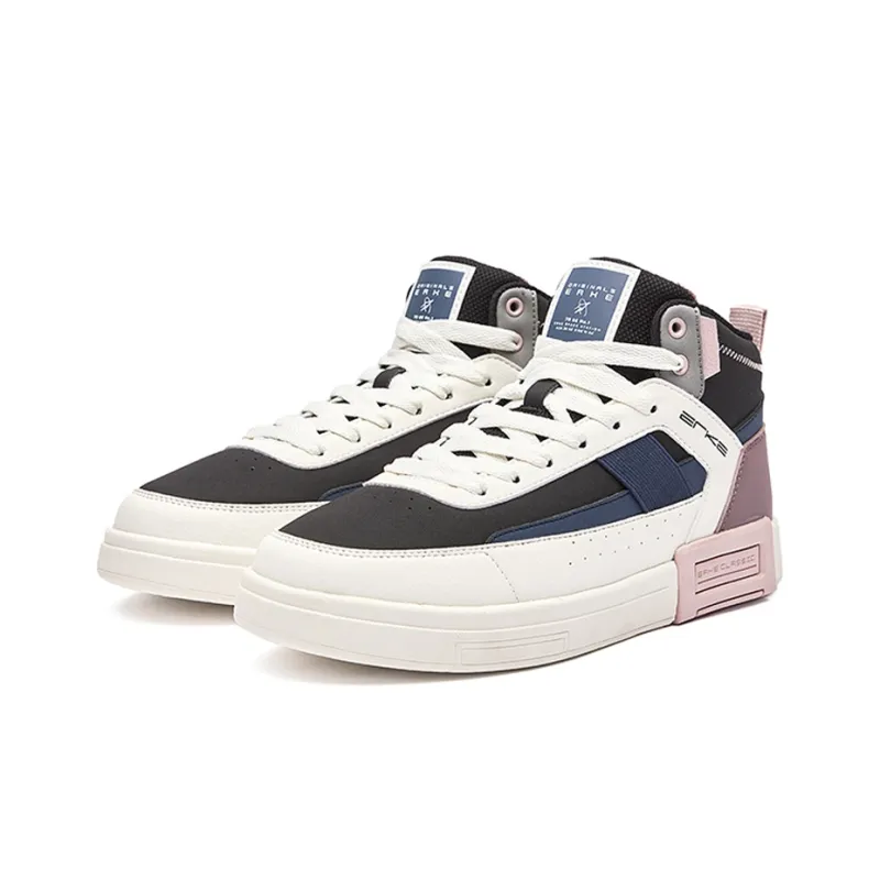 Erke Rush High Top Skateboard Shoes Women's Black Purple-2
