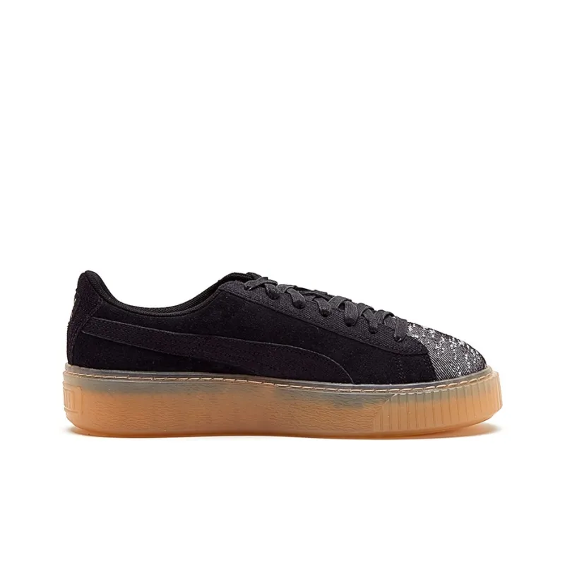 PUMA Suede Platform Pebble Anti-Slip And Wear-Resistant Lightweight Low-Top Skateboard Shoes Women's Black-1
