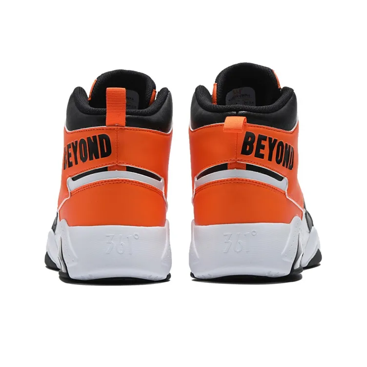 361° Xingran Slip Resistant Cushioning Abrasion Resistant High Top Skateboard Shoes Men's Black Orange-3