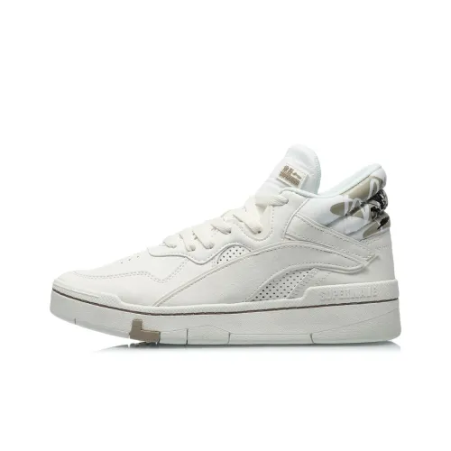 DISHINI x LiNing Wave Superwave Mid Coverage  Thermal Slip Resistant Mid Top Skateboard Shoes Women's White