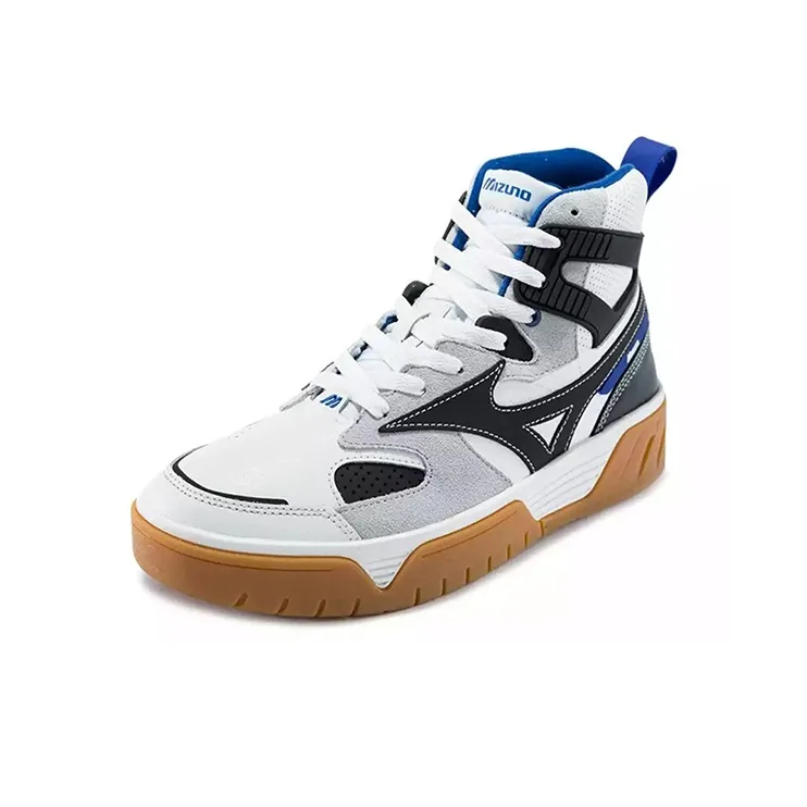 Mizuno Cl Mid Skateboarding Shoes Black White Blue-1