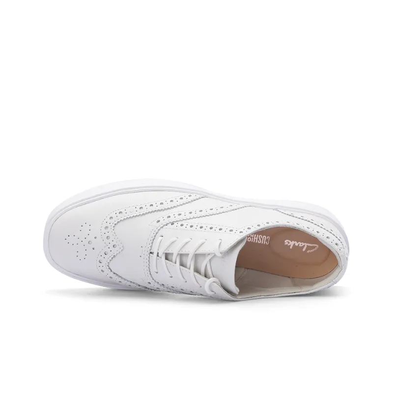 Clarks Warm Anti Slip And Wear Resistant Low Top Skateboard Shoes Women's White-3