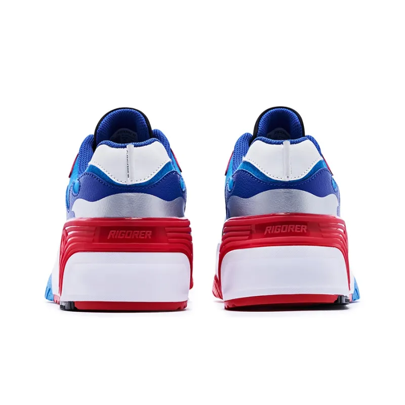 RIGORER Anti-Slip Wear-Resistant Low-Top Skateboard Shoes Men's Blue Red White-3