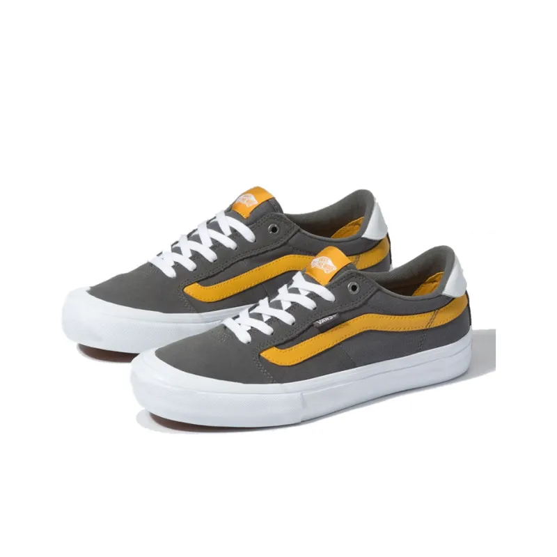 Vans Style 112 Pro Non-slip Lightweight Low-Top Skateboard Shoes Unisex Gray Yellow-2
