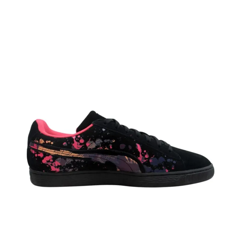 PUMA Suede Classic Tropical Coverage Lightweight Wear Resistant Low Top Skateboard Shoes Men's Black Red-1