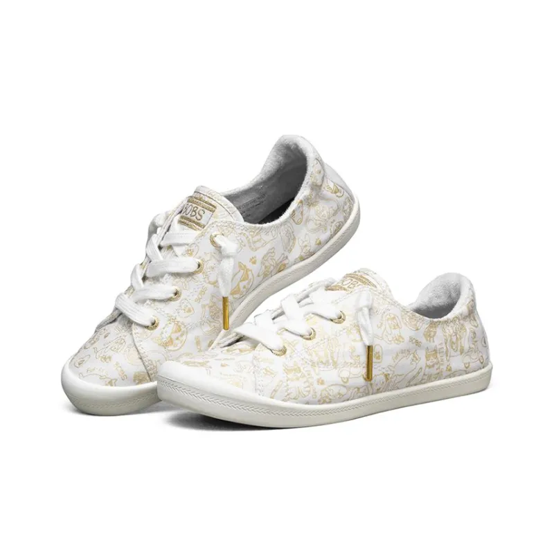 Skechers BEACH BINGO Coverage Lightweight Breathable Slip-Resistant Low-Top Skateboard Shoes Women's White Gold-2
