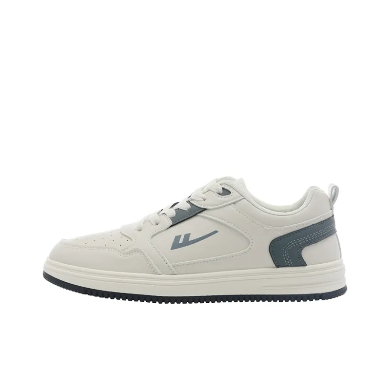 Warrior Casual White Sneakers Durable Lightweight And Breathable Low Top Skateboard Shoes Men's Beige Blue-0