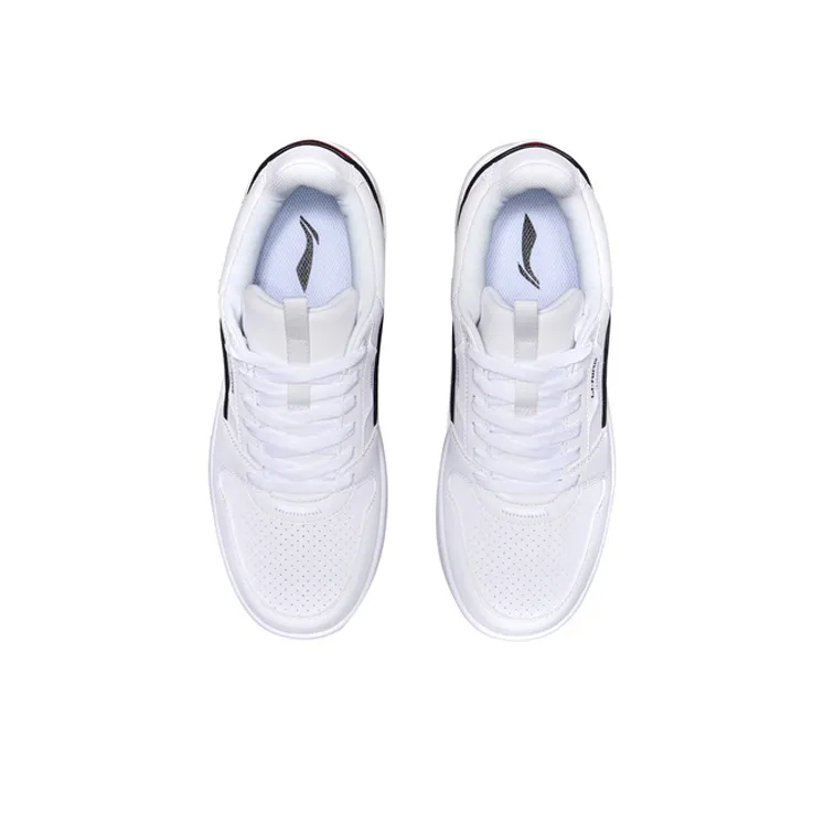 LiNing Anti Slip Wear Resistant Low Top Skateboard Shoes Men's White-3