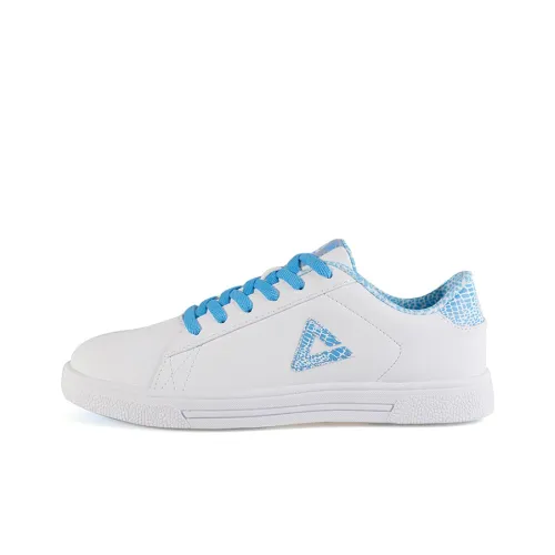 PEAK Skateboard Shoes Women's Low-Top All White/Beautiful Blue