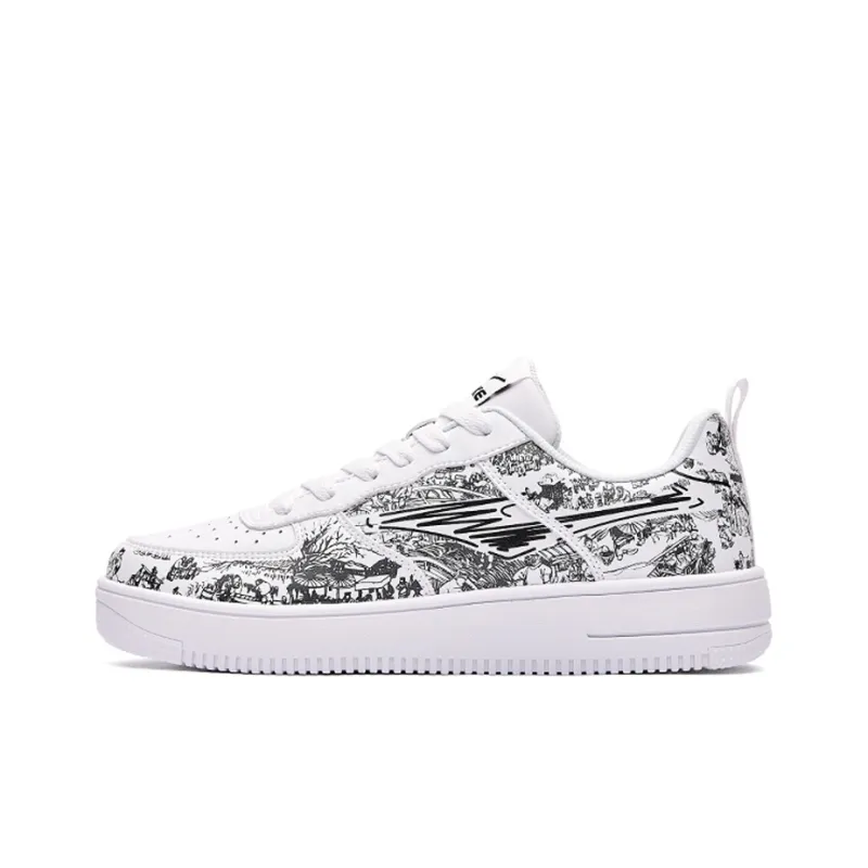 Erke Skateboard Shoes Men Low Top White/Black-0