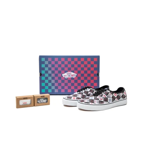 Vans Authentic Valentine's Day Anti Slip And Wear Resistant Lightweight Low Top Skateboard Shoes Unisex Black White