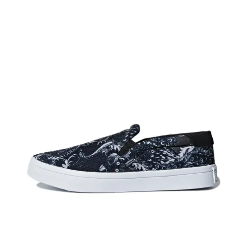 Adidas Originals Courtvantage Slip On Slip-Resistant Low-Top Skateboard Shoes Women's Black Blue