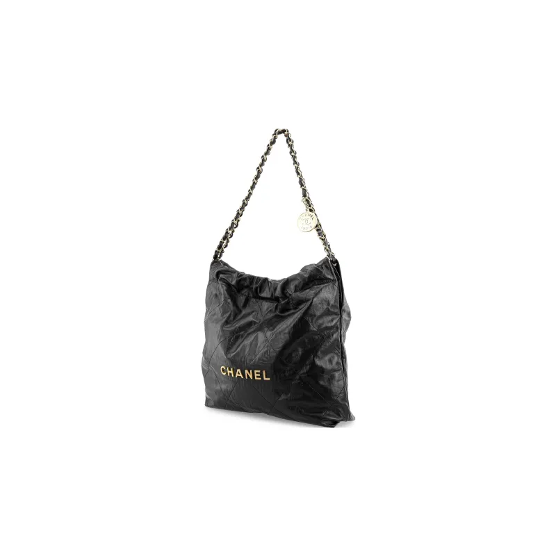 CHANEL 22Bag Wrinkled Cow Leather Bucket Bag, Handbag, Shoulder Bag Women's Black-2