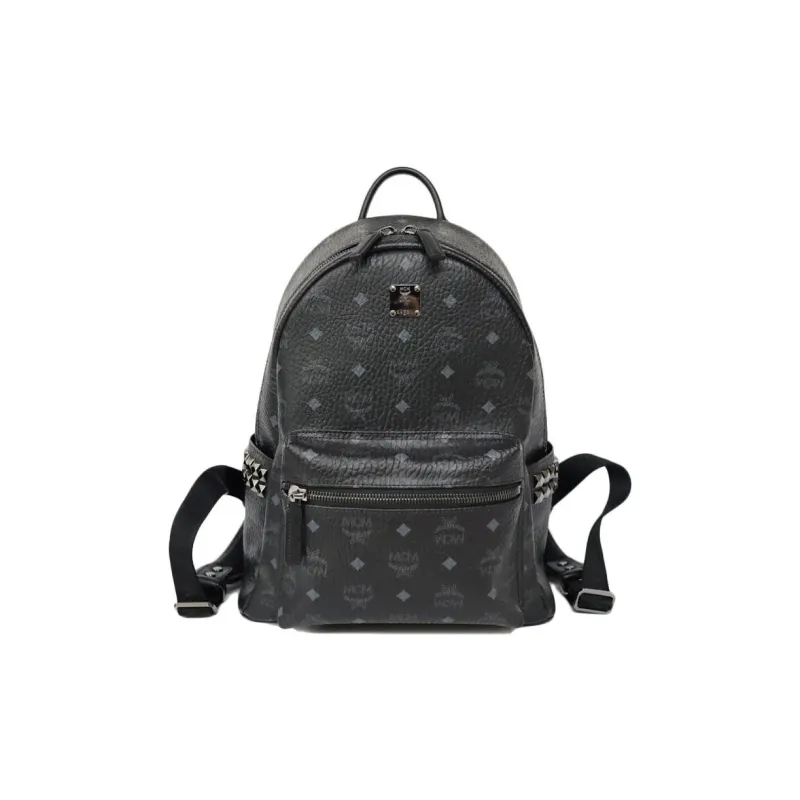 MCM Stark Backpack Visetos Side Studs Small/Medium Black-0