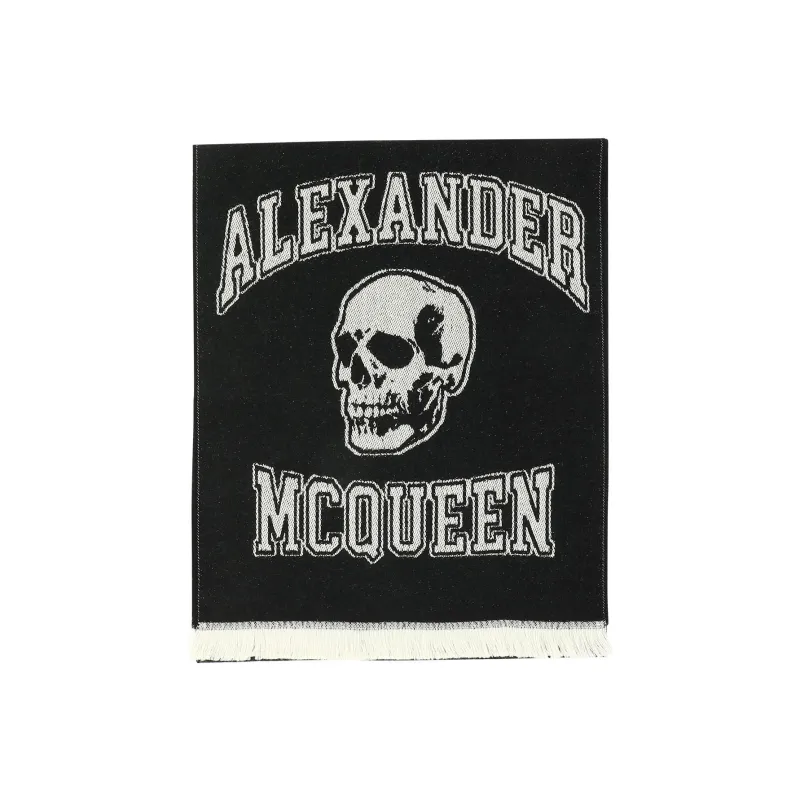 Alexander McQueen Logo Intarsia Knitted Fringed Scarf-1