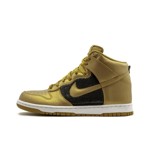 Nike Dunk High Skateboard Shoes Women's High-Top Black/Gold